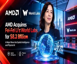 AMD + WORLD LABS$8.2B AI DEAL Spatial Intelligence & Physical AI Size: 1200 × 600 px Style: Bright, realistic, sharp, professional, modern, high-tech Text: Large, clear, minimal — suitable for a blog featured image File goal: Optimized/compressed for fast website loading while maintaining good visual quality.