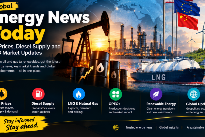 Global energy news covering oil prices, diesel supply, LNG and renewable energy