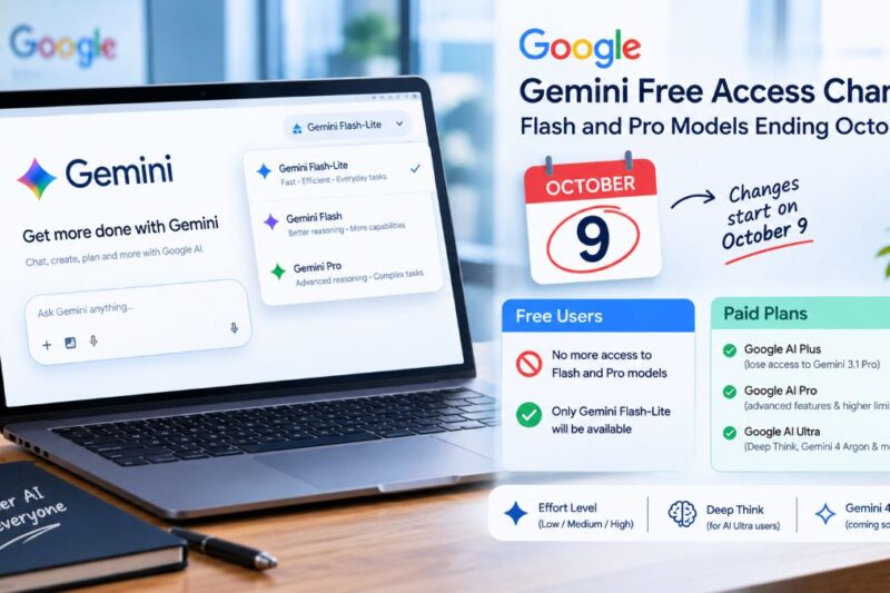 Google Gemini Free Access Changes: Flash and Pro Models Ending October 9