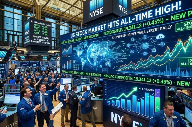 US Stock Market Hits All-Time High as AI Optimism Drives Wall Street Rally